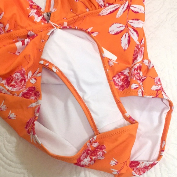 NWT Cupshe Orange Floral One Piece Swimsuit - Picture 11 of 15